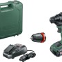 Bosch AdvancedDrill 18 Solo Akkuschrauber Set mit Koffer, Ladegerät und Bohrfutter.