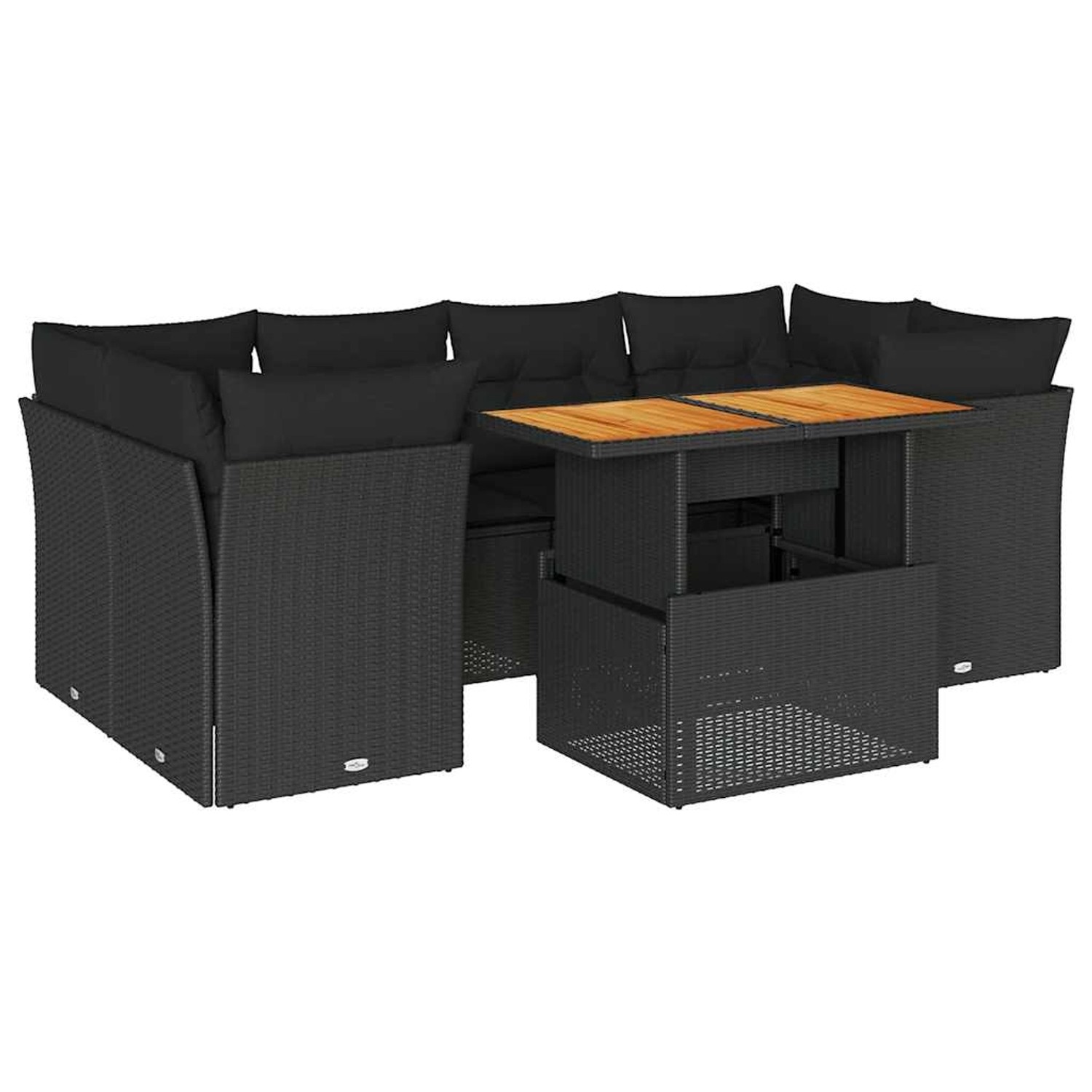 vidaXL 7-Tlg Garten-Sofagarnitur mit Kissen Schwarz Poly Rattan 3326890 günstig online kaufen