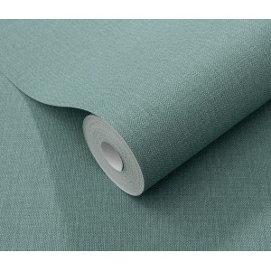 Rolle Erismann Vliestapete Elle Decoration 4 Woven in Grün mit Textilstruktur.