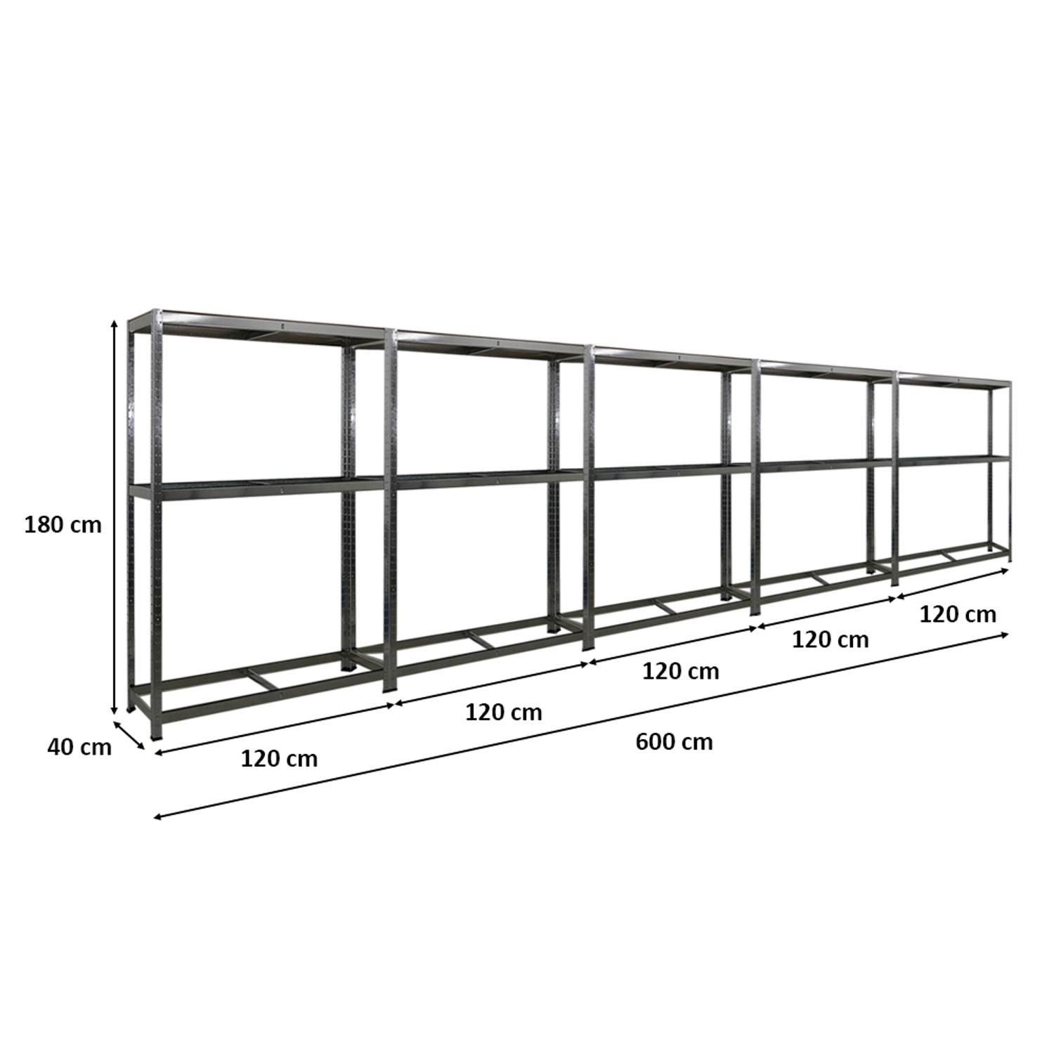 PROREGAL Mega Deal: 5 verzinkte Reifenregale RAGNAR, 180x120x40cm, für 8 Reifen + Ablage.