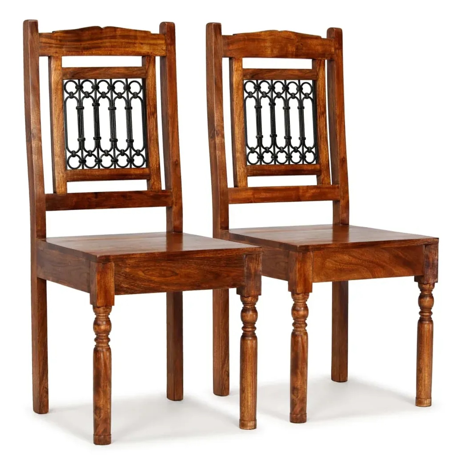 vidaXL Esszimmerstühle 2 Stk Massivholz mit Honigfarbenem Finish 245644