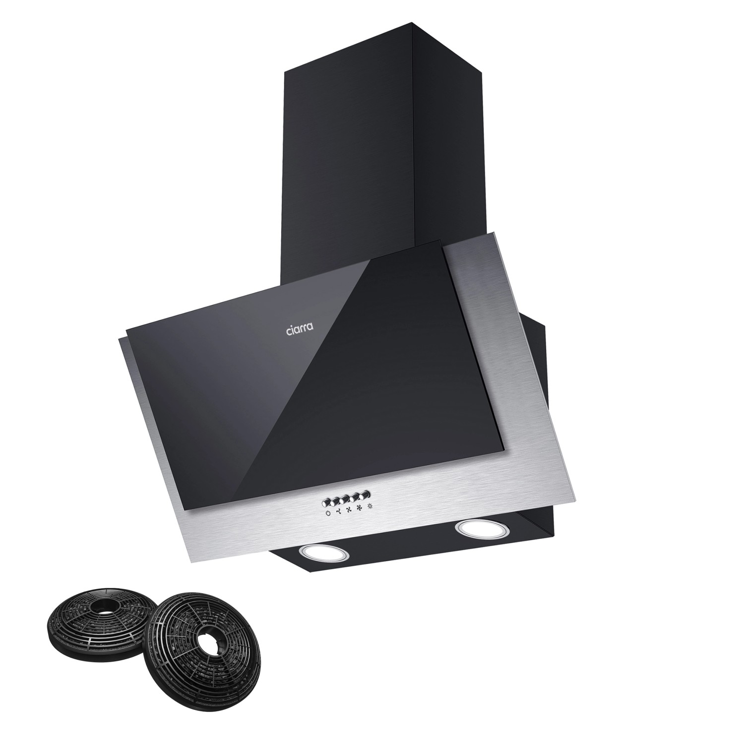 CIARRA Dunstabzugshaube 60 cm 350 m³/h A++ Kopffrei Schwarz VM6736CB