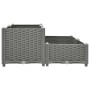 Hellgraues vidaXL Hochbeet (80x80x38 cm) aus Polypropylen mit Rattan-Optik.