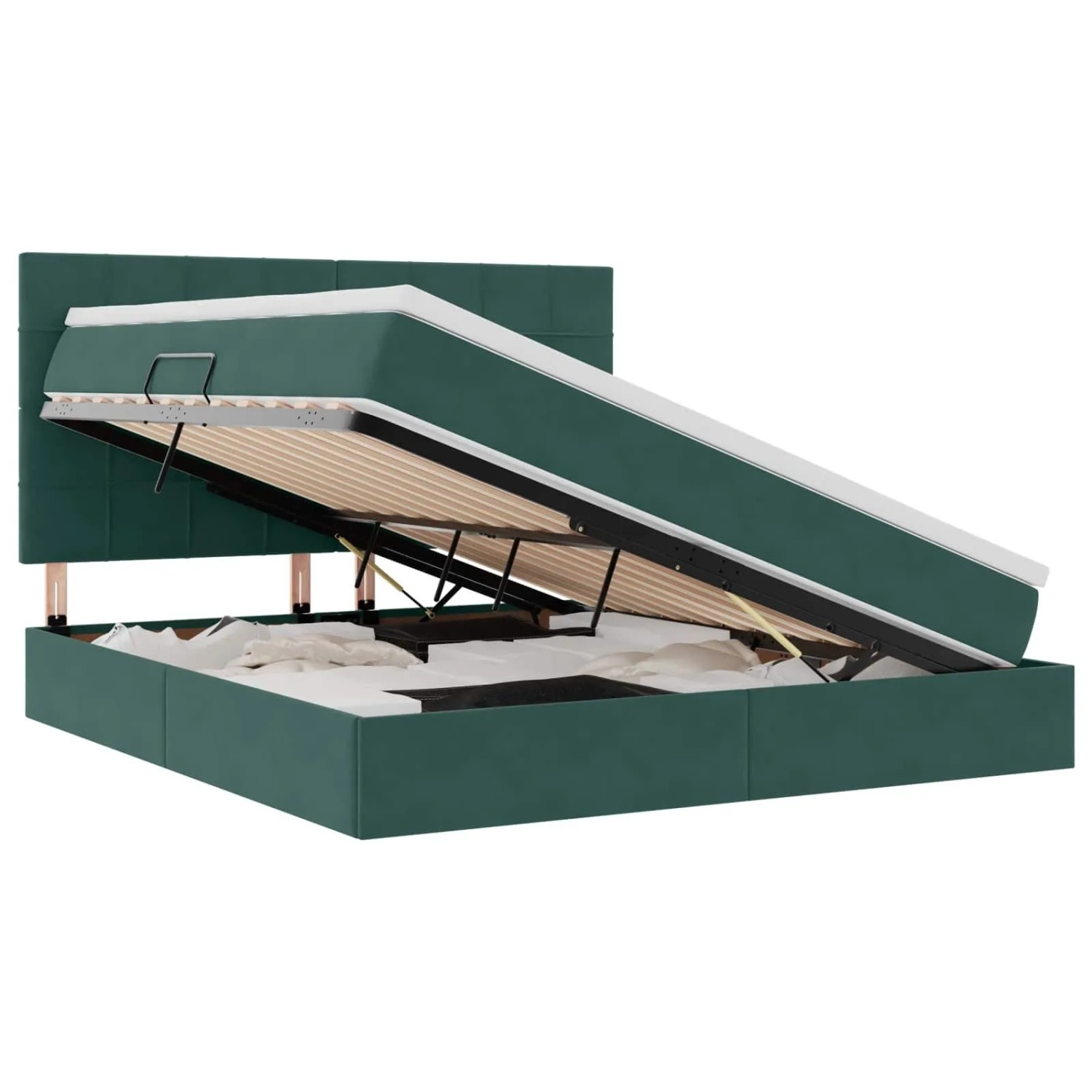 vidaXL Bett mit Stauraum und LED Dunkelgrün 180 x 200 cm Samt 3372684