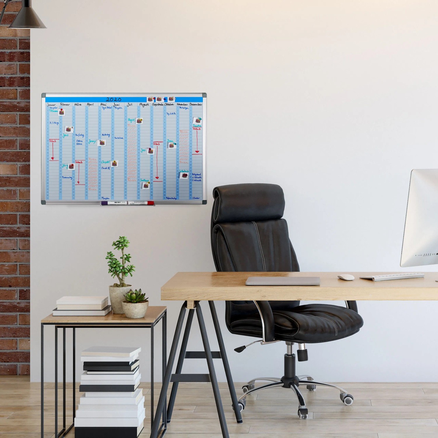 Relaxdays Whiteboard Planer Eisen Weiß Magnetisch Abwischbar 60 cm x 90 cm x 5 cm 2,1 kg_2