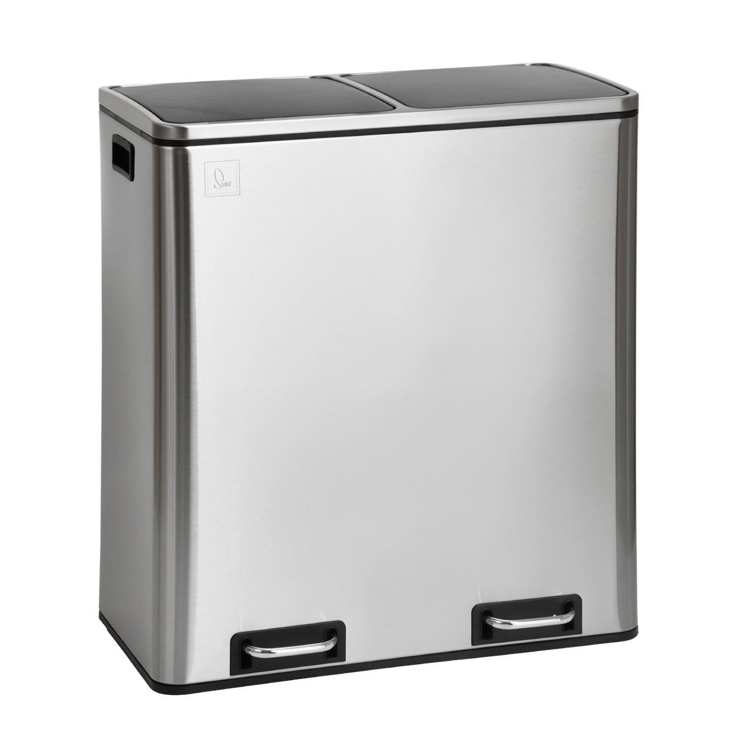Svita TM2X30 Treteimer 60 Liter Abfalleimer Mülleimer Design Mülltrennung Papierkorb Küchen-Ordnung Trennsystem Silber