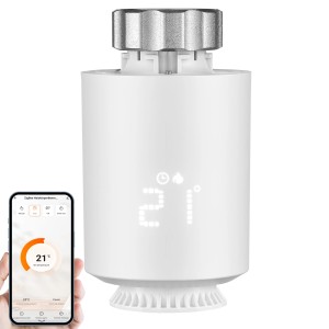 Echos Eco-4160 Zigbee Heizkörperthermostat mit App-Steuerung und digitaler Anzeige.