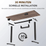 Explosionszeichnung: HOMAVO höhenverstellbarer Schreibtisch 120x60cm, Einzelteile und Montagehinweis.