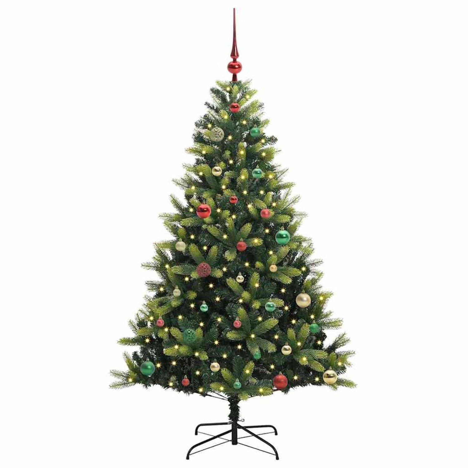 vidaXL Künstlicher Geflammter Weihnachtsbaum 150 LEDs Grün 150 cm 3395990