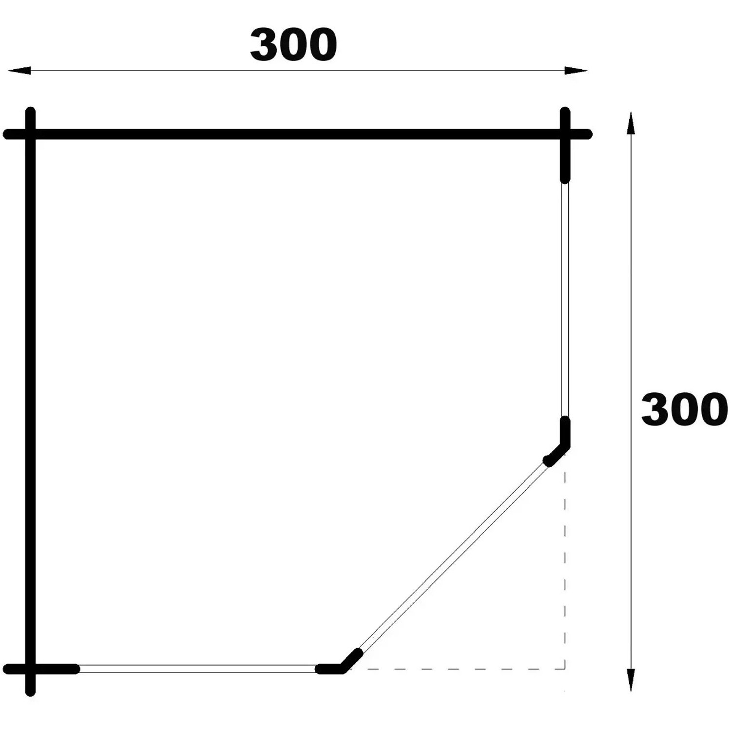 Grundriss der 5-Eck Gartenlaube Maik-28, 325x325 cm, imprägniert. Abmessungen und Form der Gartenlaube.