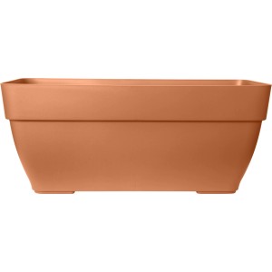 Rechteckiger, terra-farbener Elho Terrassentopf Vibia Campana, 80x33x35 cm, ideal für den Garten.