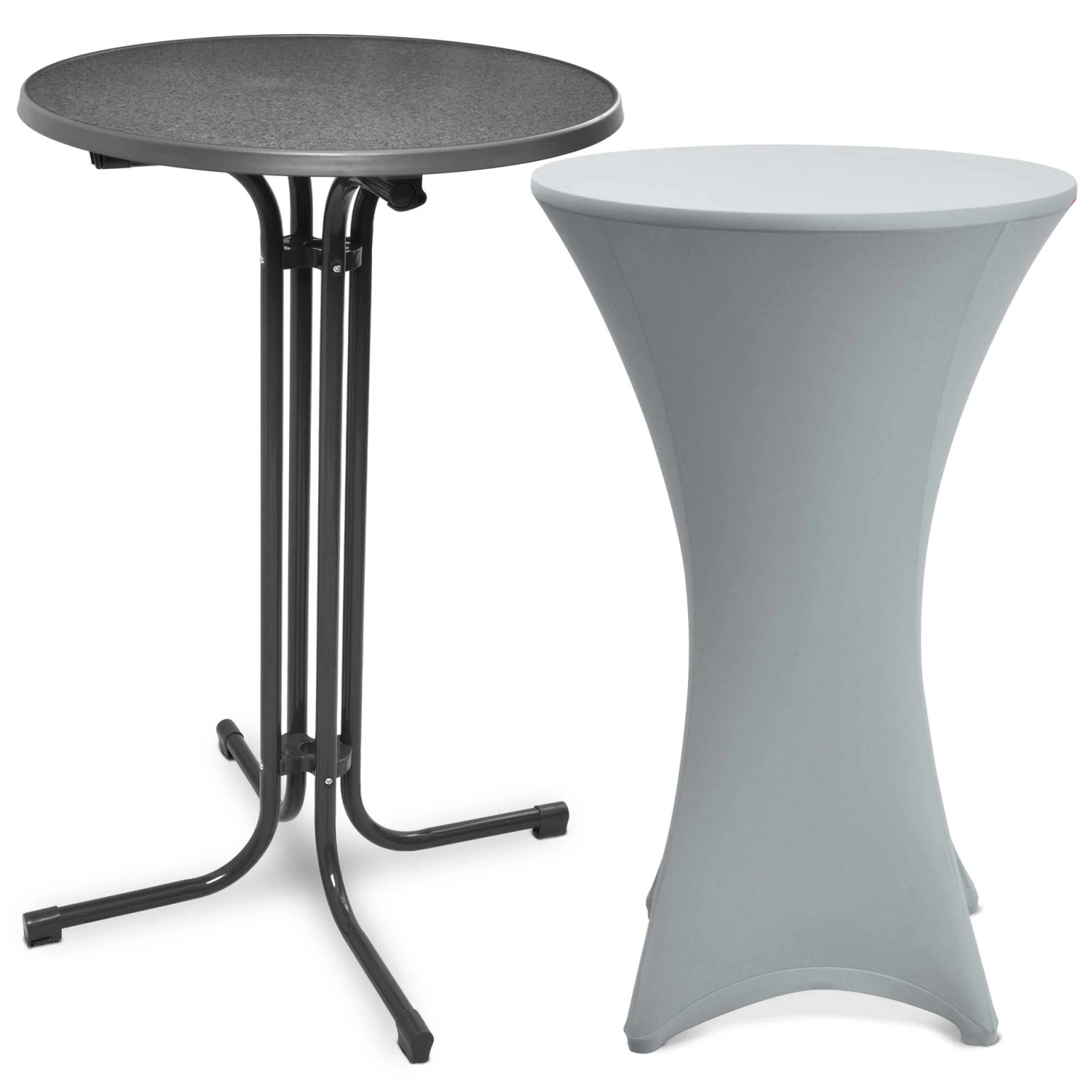 Beautissu Bellini Stehtisch Ø 80cm Grau mit Stella Stehtischhusse Ø 80cm Si günstig online kaufen