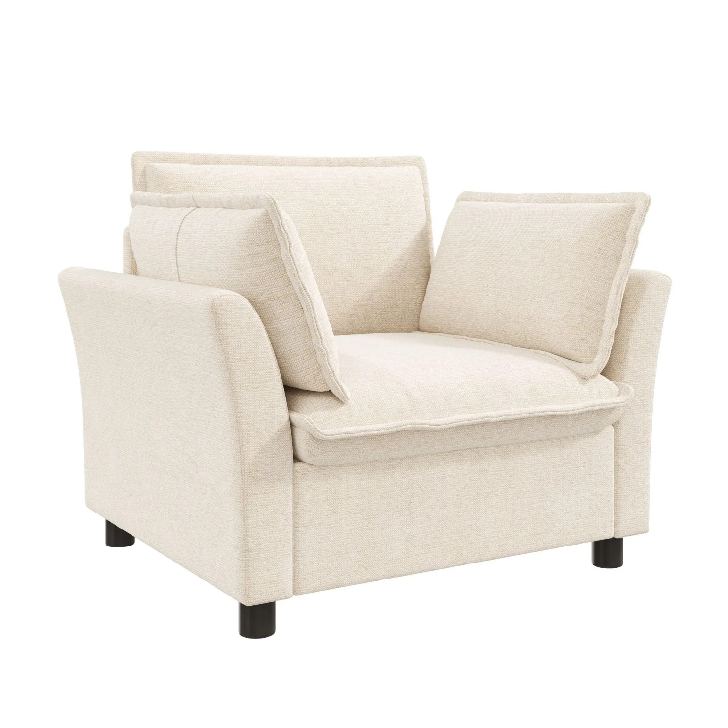 Merax Relaxsessel Chenille Armlehnen Lesesessel Beige
