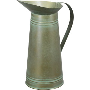 Bronzefarbene Gießkanne aus Metall, 18x18x40 cm, für Garten und Pflanzenbewässerung.