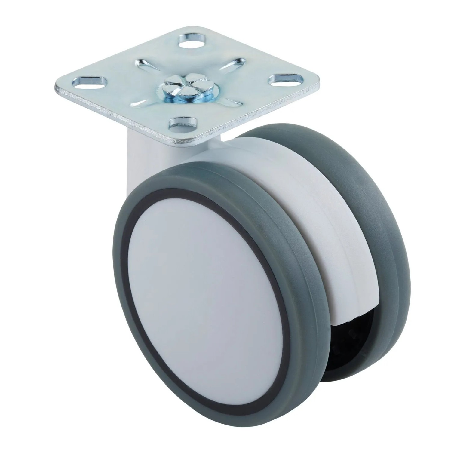 SOTECH Möbelrolle HAMM Ø63 mm Höhe 74,5 mm Weiß Grau Ohne Bremse Anschraubplatte 47 x 47 mm Ohne Befestigungsschrauben