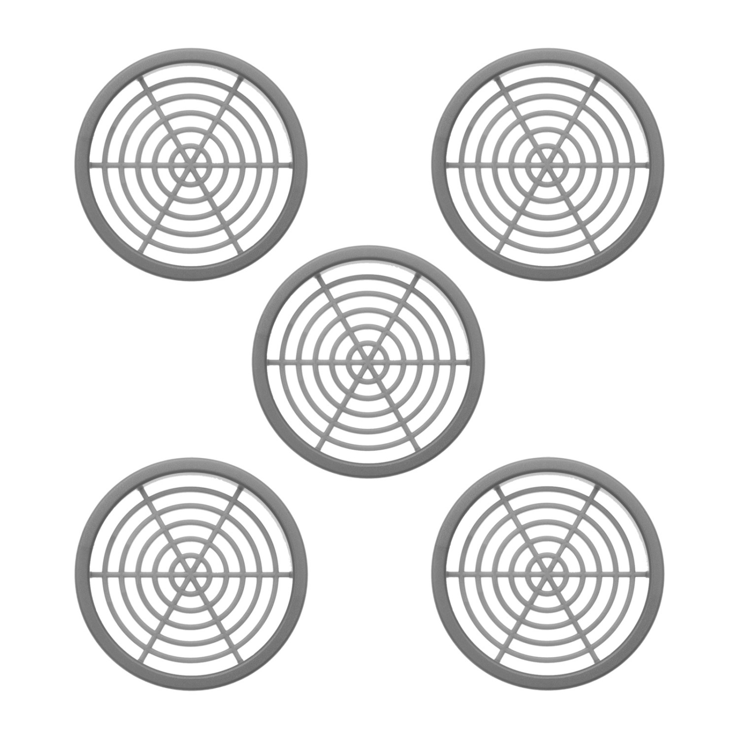SOTECH 5 Stück Lüftungsrosette Ø65,2 mm aus Kunststoff Zum Einlassen Silbergrau
