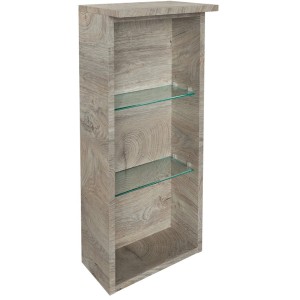 Fackelmann Oxford Badregal in Nature Oak Optik mit 2 Glasböden, 30 cm breit.