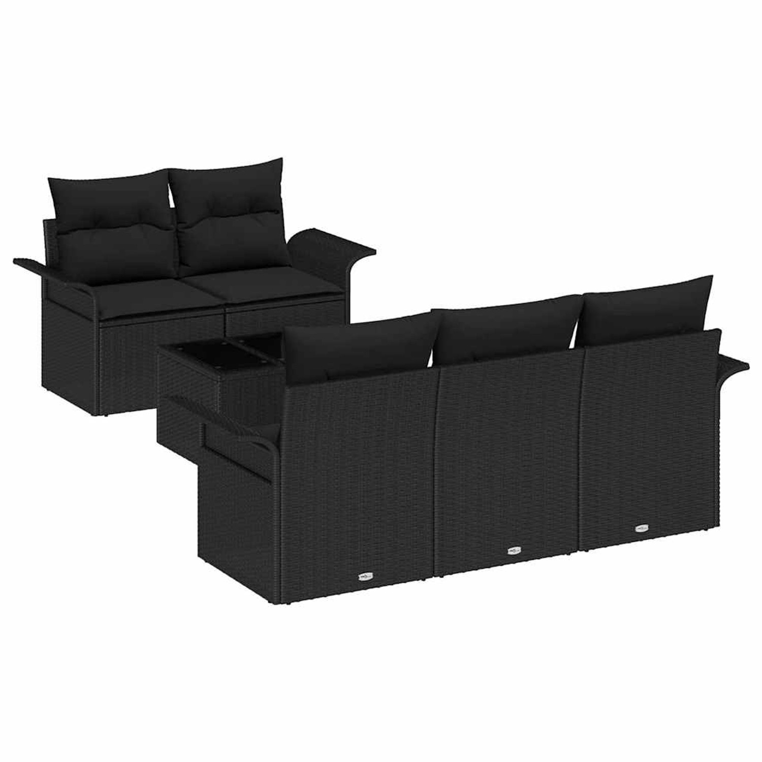 vidaXL 6-Teiliges Garten Sofa Set mit Kissen Schwarz Poly Rattan 3345243 günstig online kaufen