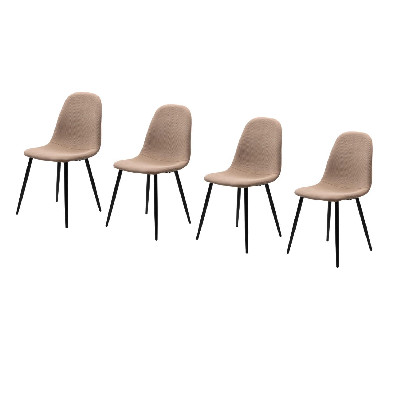 Furn.Design Stuhl-Set 4 Stück Braun Cord Metall Schwarz 4-Fuß Lenja günstig online kaufen