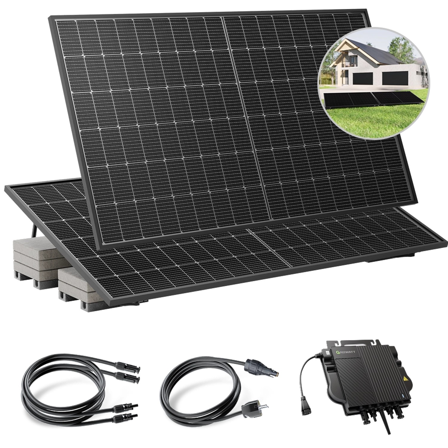Solakon Balkonkraftwerk 900W Solaranlage mit Gartenhalterung Steckerfertig günstig online kaufen