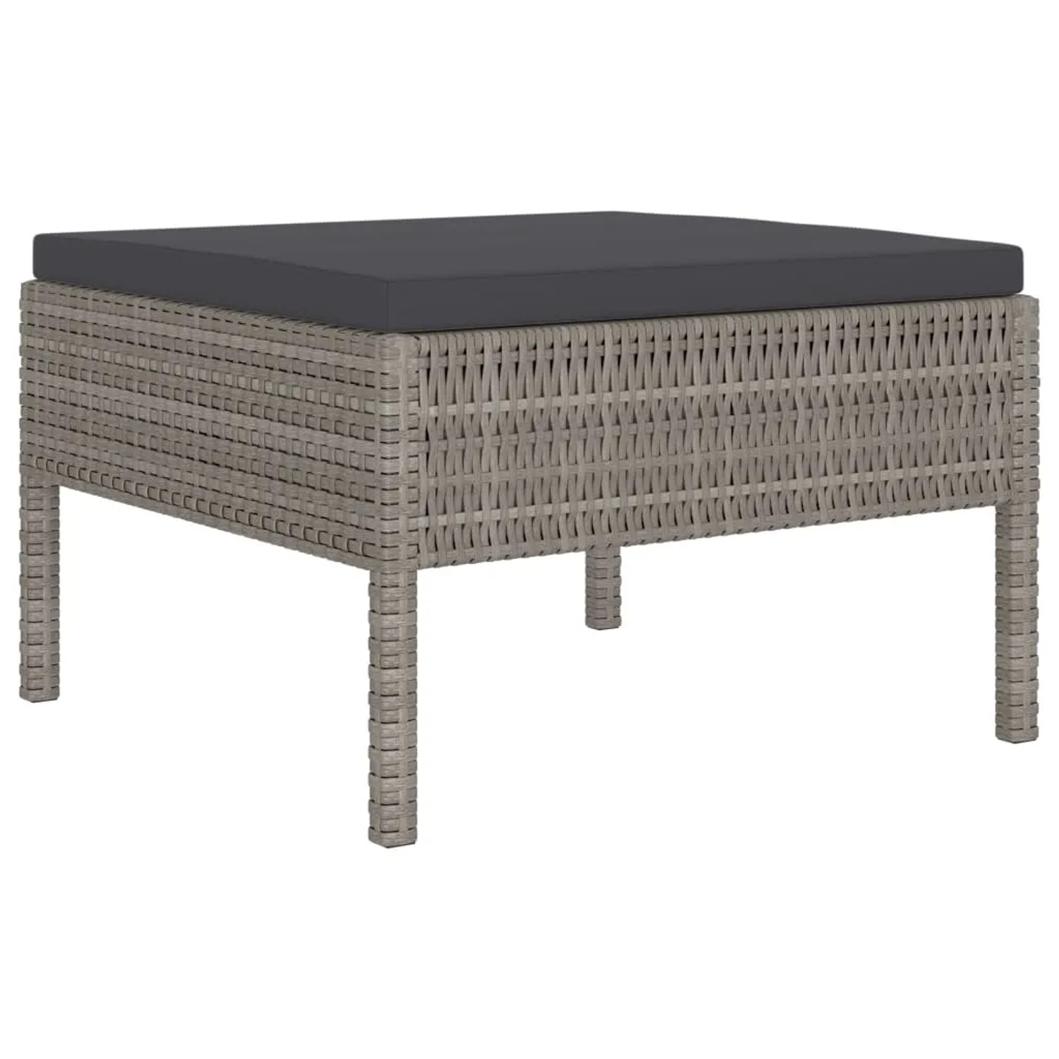 Grauer vidaXL Hocker mit anthrazitfarbenem Kissen, Teil des Garten-Lounge-Sets.