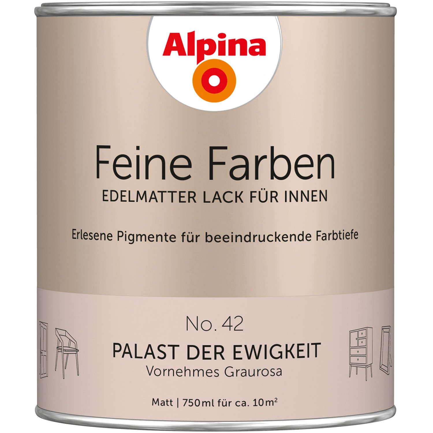 Alpina Feine Farben Lack No. 42 Palast der Ewigkeit® Graurosa edelmatt 750 ml