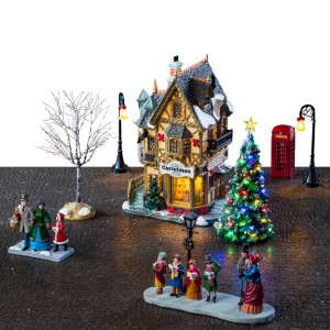 Lemax Weihnachtsdeko Set: Weihnachtsbaum, Christmas Shop, Figuren, Laternen für Weihnachtsdorf.