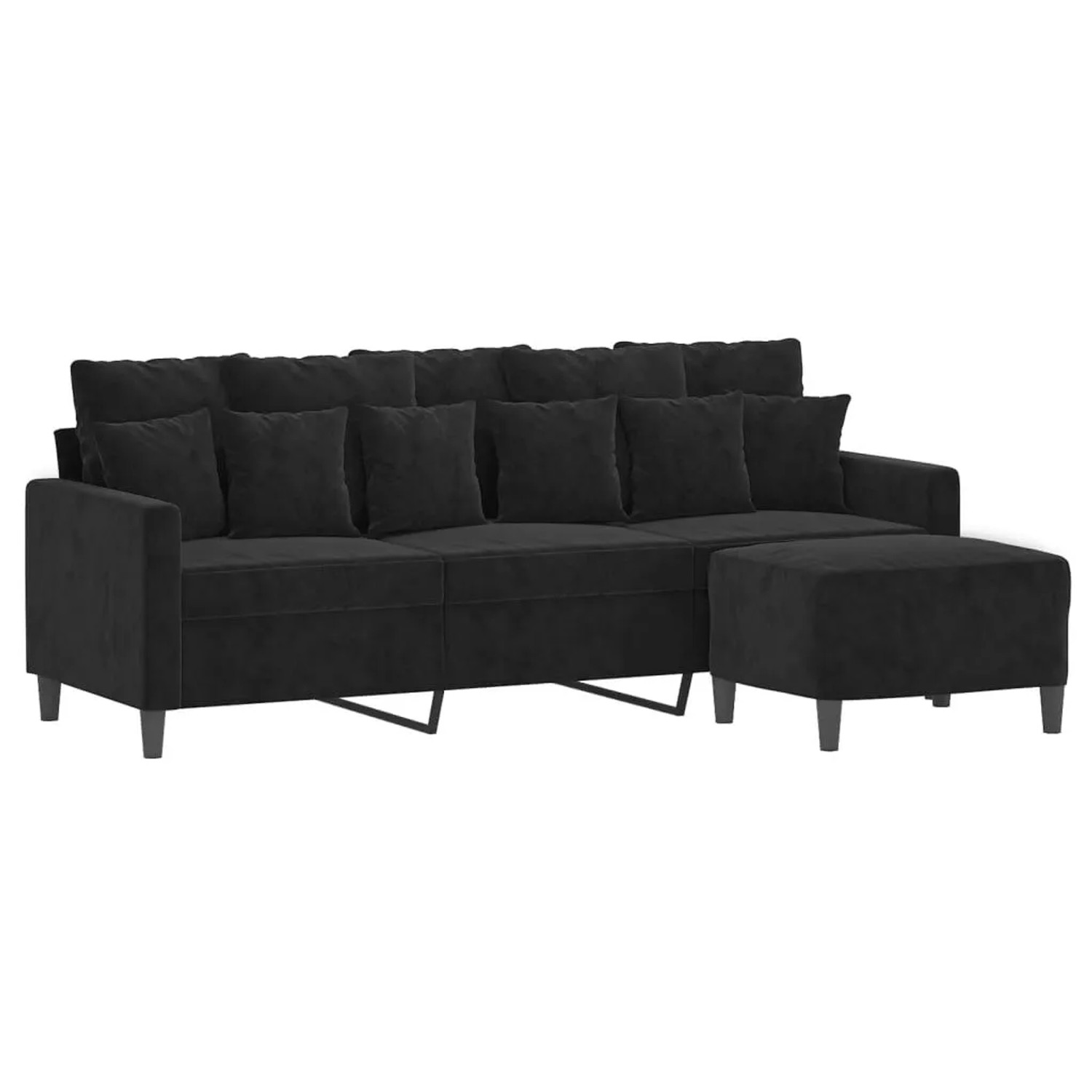 vidaXL 3-Sitzer-Sofa mit Hocker Schwarz 180 cm Samt 3201112 günstig online kaufen
