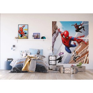 Kinderzimmer mit roter Spider-Man Fototapete (1,8x2,02m) von Sanders & Sanders.