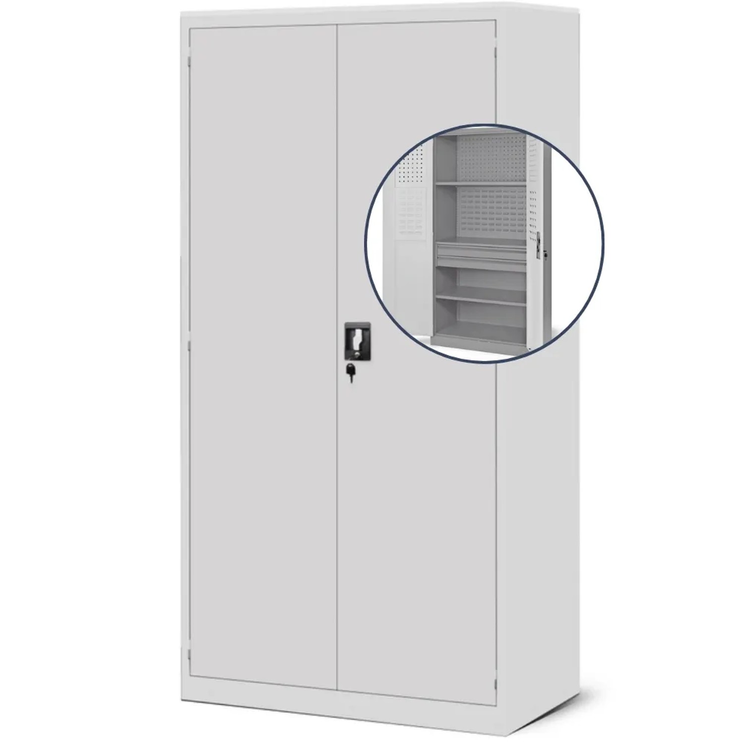 JAN NOWAK Werkzeugschrank mit Lochwand SZYMON 185 x 92 x 50 cm Grau