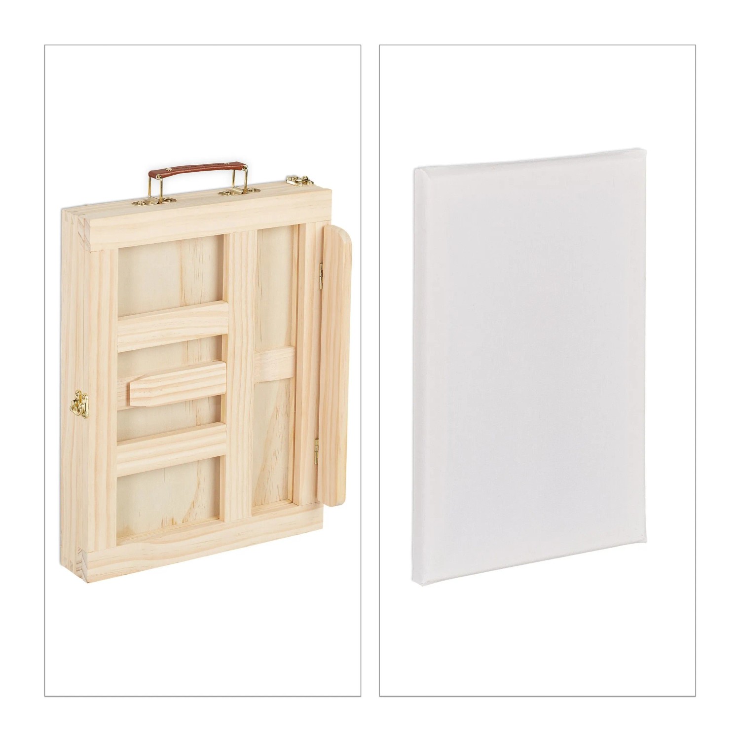 Relaxdays Tischstaffelei mit Zubehör Holz Natur Höhenverstellbar Neigungsverstellbar 34 cm x 30 cm x 22,5 bis 27 cm 1,3 kg