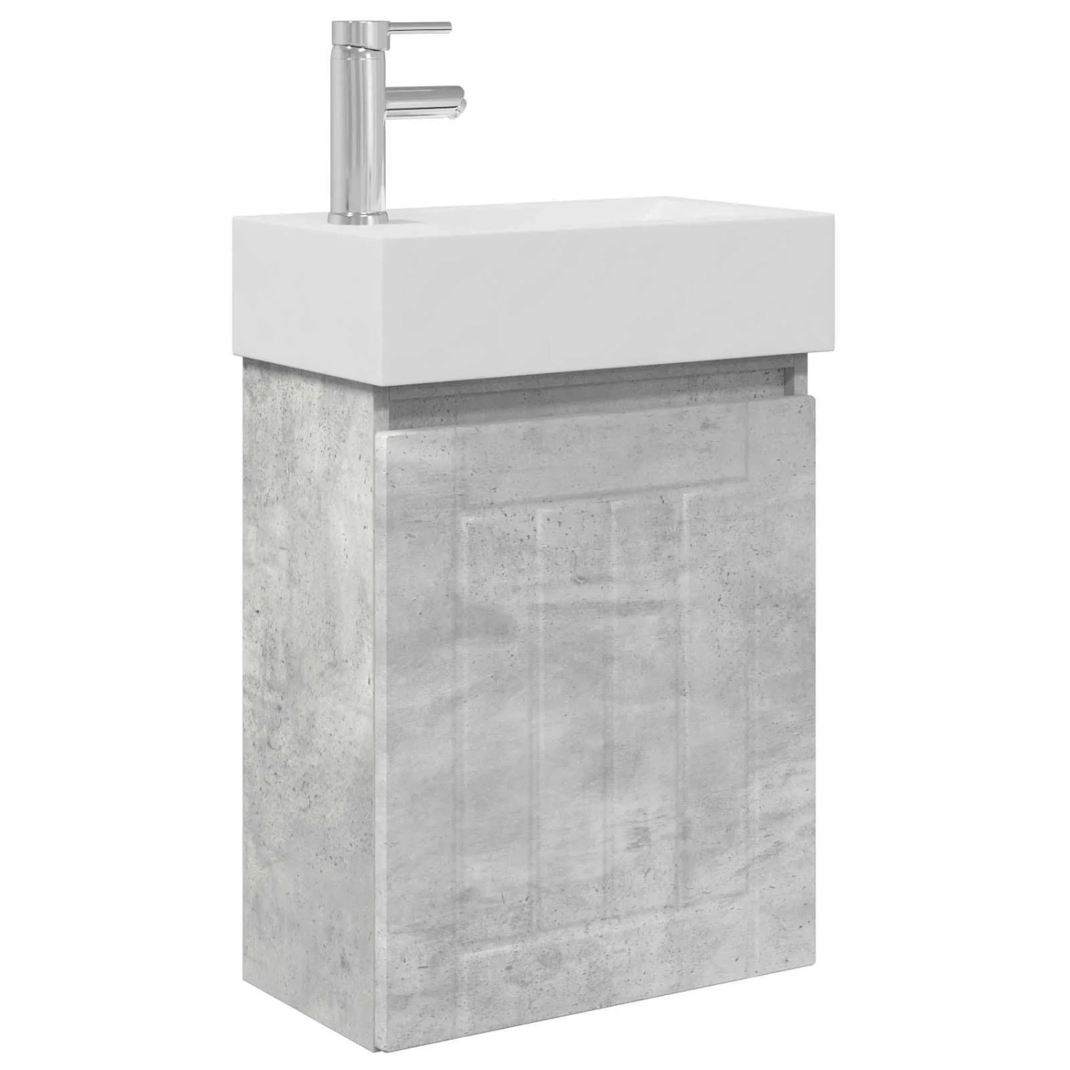 vidaXL Badezimmer Waschtischunterschrank mit Wasserhahn Betongrau 889484
