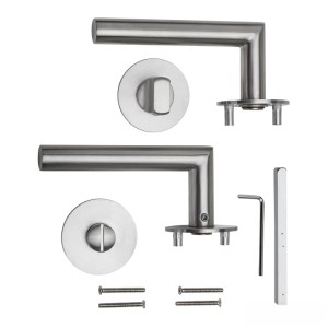 SOTECH Türdrückergarnitur THORE Edelstahl SS304 mit Flachrosetten und Magnetischer Cliptechnik Bad WC mit Befestigungsmaterial