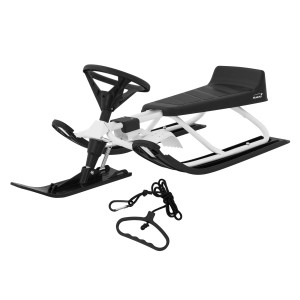 Weißer Lenkschlitten von ECD Germany für Kinder ab 5 Jahren, max. 90 kg. Mit Lenkrad und Zugseil.