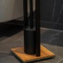 WENKO Stand WC-Garnitur Bambusa mit WC-Bürste und Halter aus Bambus und Stahl, schwarz.
