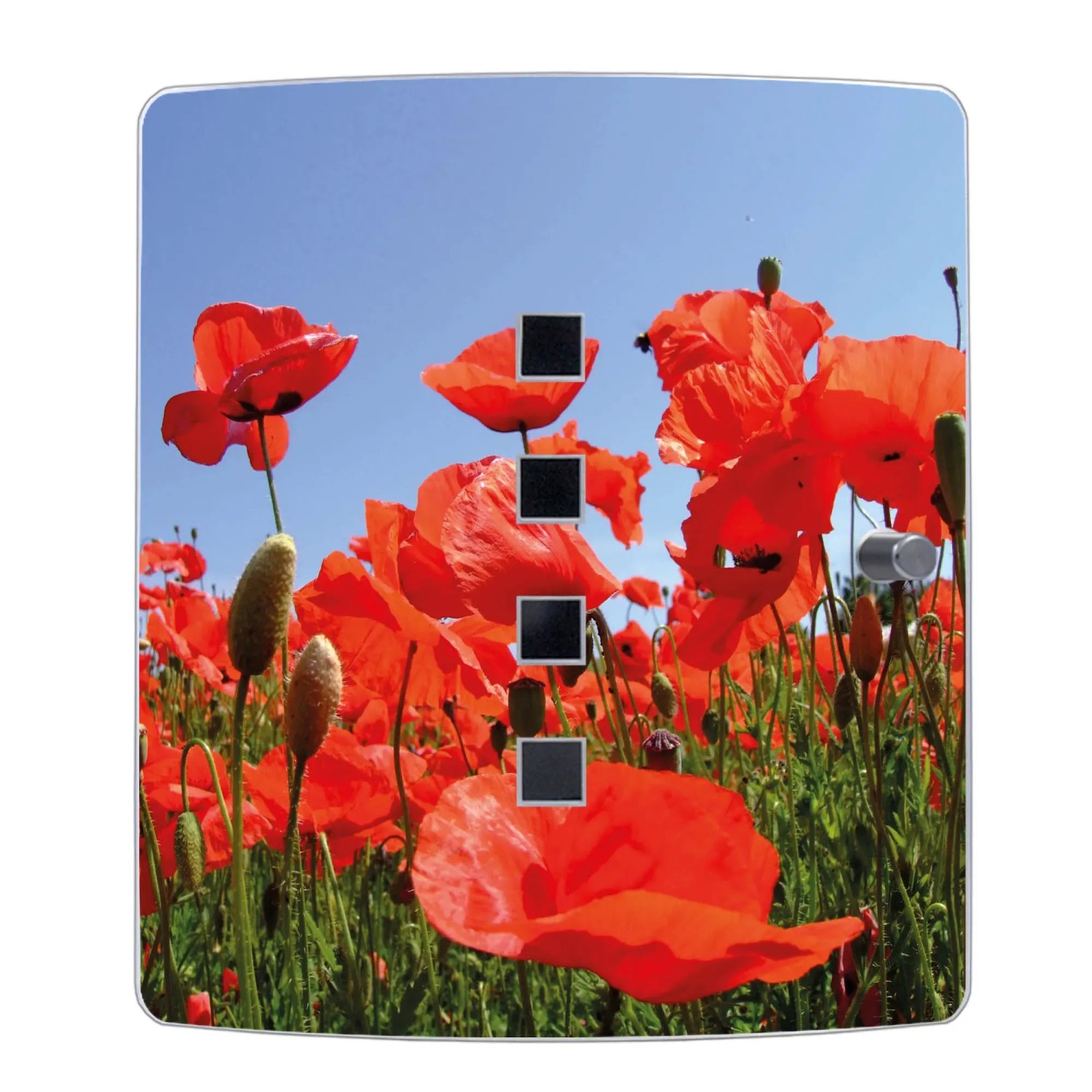 Banjado Schlüsselkasten aus Edelstahl mit Mohnblumen-Motiv für 10 Schlüssel.
