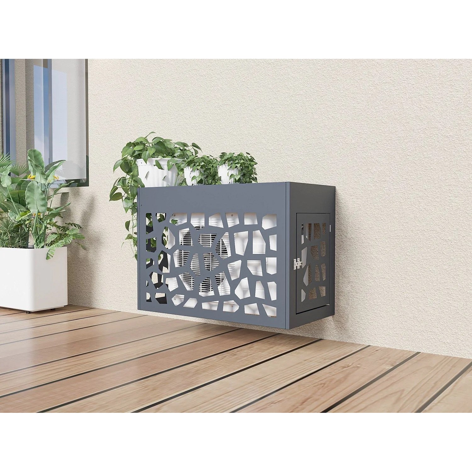 Vente-unique Abdeckung Für Klimagerät Kazoma Anthrazitgrau 100 cm_10