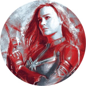 Runde Vliesfototapete mit Captain Marvel Motiv im Painting Stil, selbstklebend, Ø 125cm.