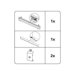 Gardinia Paneelwagen Silber 60 cm: Schematische Darstellung der Einzelteile und Anzahl.