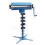 Wiltec Sickenmaschine blau, mit Standfuß, Handkurbel und Profilrollen für präzise Blechbearbeitung.