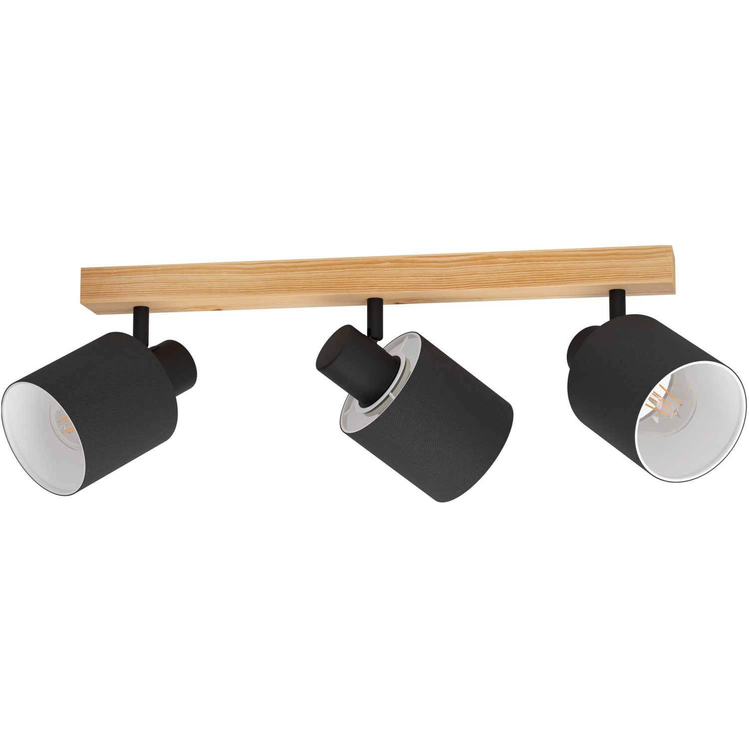 Deckenstrahler Batallas, Länge 48 cm, schwarz/holz, 3-flg. günstig online kaufen