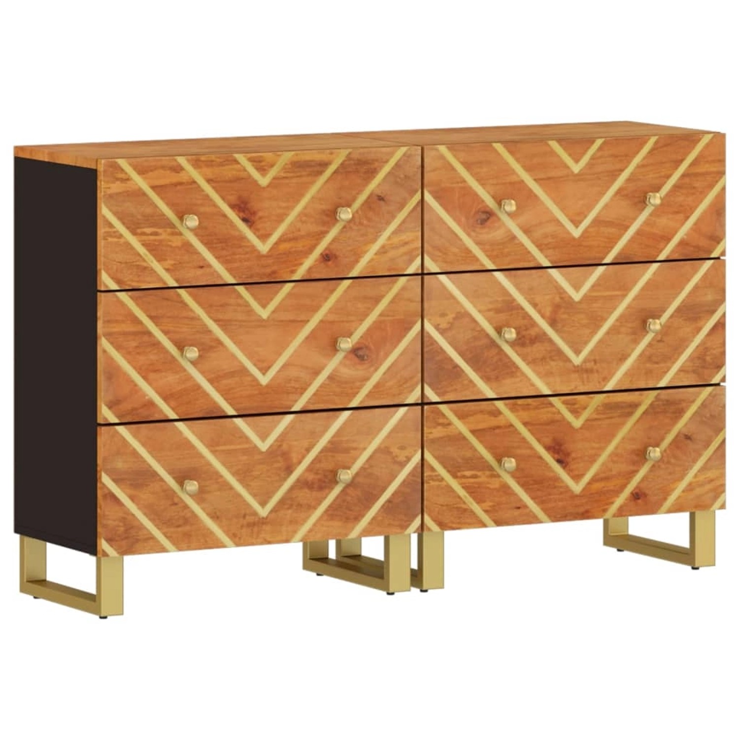 vidaXL Beistellschränke 2 Stk Braun & Schwarz 60x33,5x75 cm Mangoholz 32062 günstig online kaufen