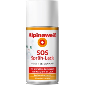 Alpina Alpinaweiß SOS Sprühlack, 150ml, seidenmatt, für schnelle Lackreparaturen.