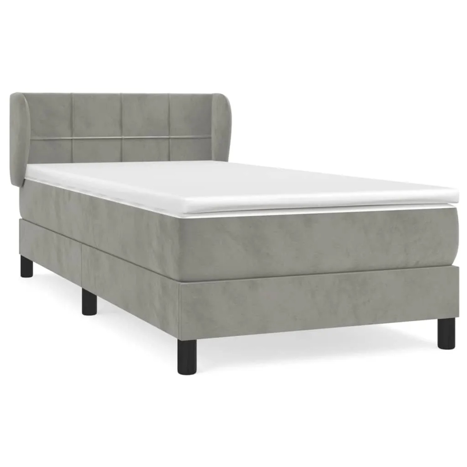 vidaXL Boxspringbett mit Matratze Hellgrau 80x200 cm Samt1537421