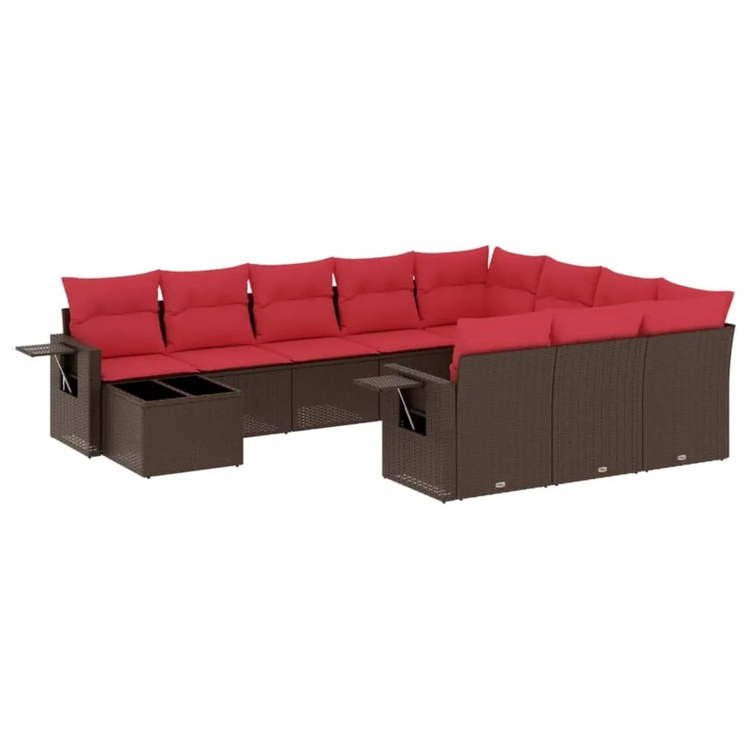 vidaXL 11-Tlg Gartensofa-Set mit Kissen Braun Polyrattan 3220733 günstig online kaufen