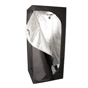Romberg Growzelt 100x100x200cm mit Mylar-Beschichtung und Stahlrahmen, offene Front.