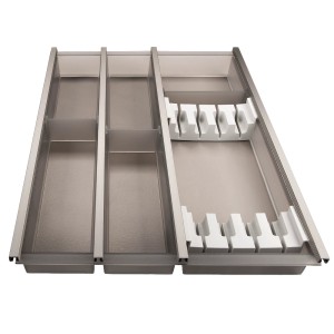 SOTECH Cuisio Besteckeinsatz 450 mm Höhe 55 mm Transluzent Graphitgrau mit Messerblock