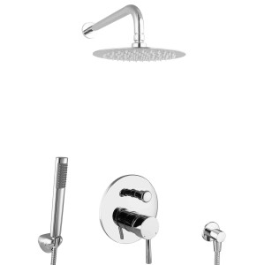 PaulGurkes Unterputz Duschset Rainshower mit Kopf- und Handbrause, Armatur verchromt.