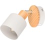 Trio Strahler Shanti in Warm-Grey mit Holzdetails, einflammiger Deckenspot für Wand- oder Deckenmontage.