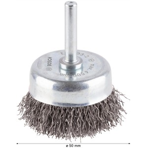 Bosch Topfbürste Pro Metal Clean, 50mm Drahtbürste mit geradem Schaft für Schleifarbeiten.